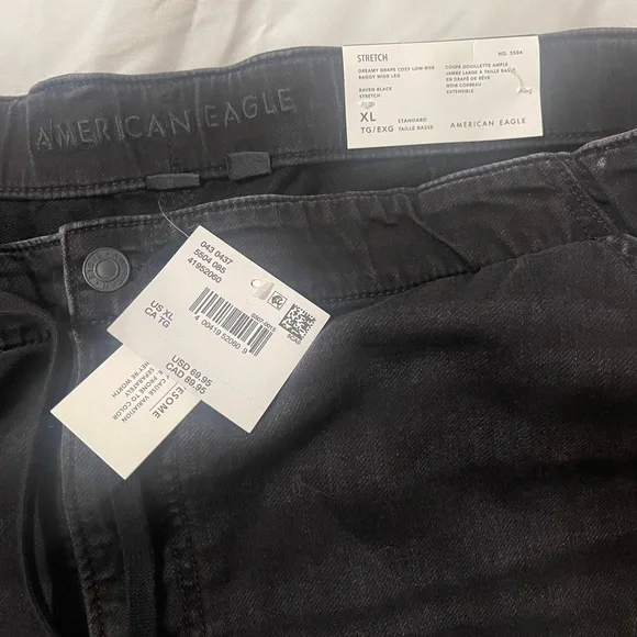 American Eagle Faded Black Dreamy Drape Cozy Low-Rise Baggy Wide Leg NWT Size XL - Picture 4 of 7